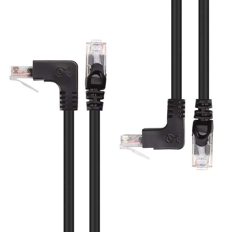 Cable Matters 10Gbps Combo-Pack 90 Degree Cat 6 Ethernet Cable - 7ft, Cat6 Right Angle Ethernet Cable (Right Angle Up and Down Connectors) - Image 1